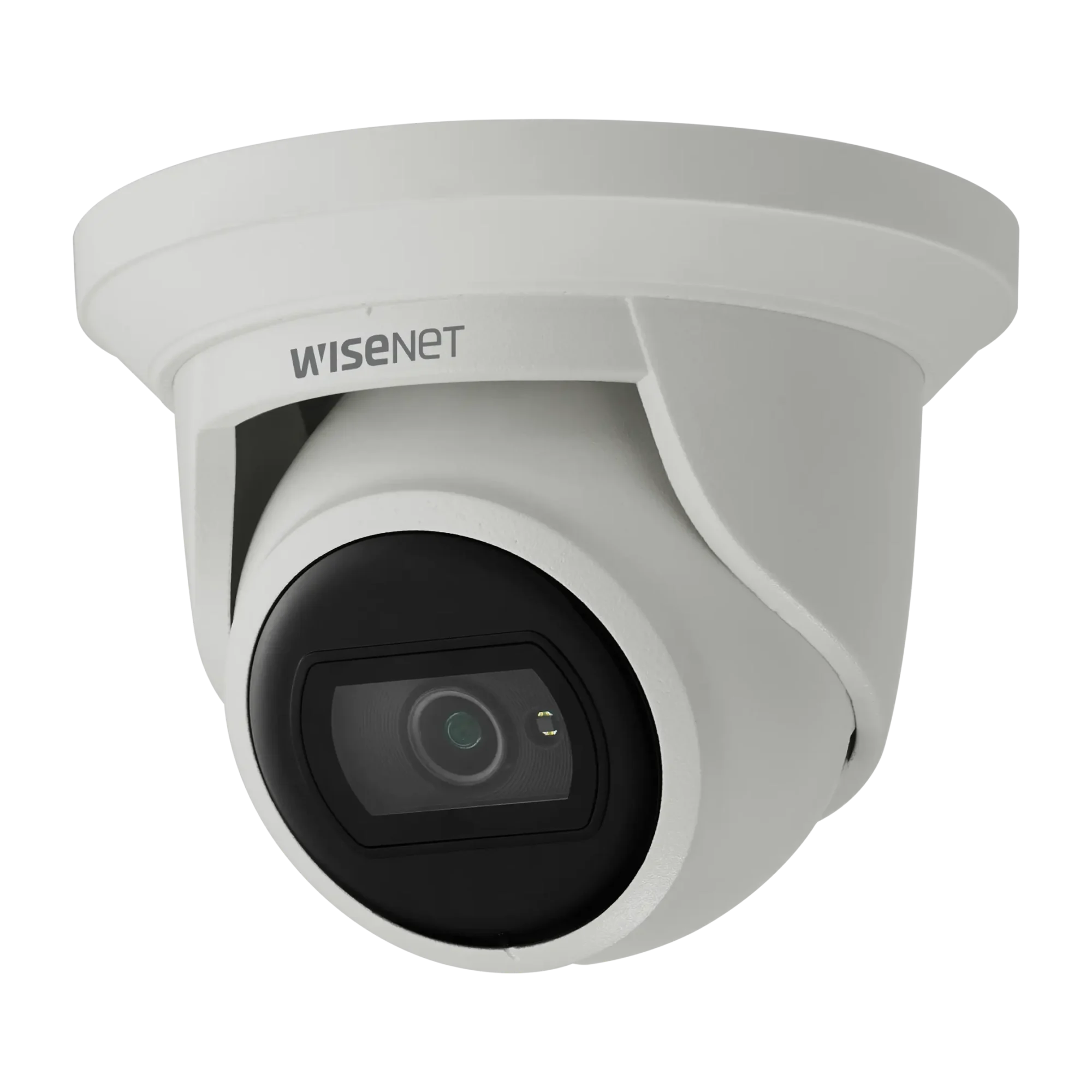 Hanwha ANE-L7012R: A-Series 4MP IR Flateye PoE Camera - left facing